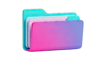 Colorful Folders Stacked on White Background