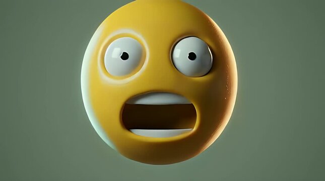 A shocked yellow emoticon with an open mouth and wide eyes displays an oops moment in a 3D illustration