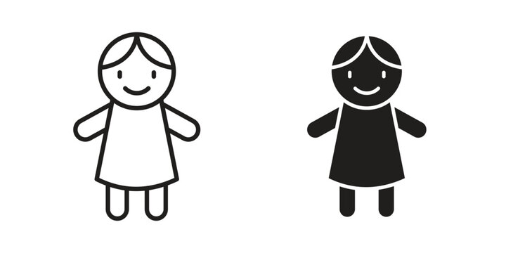 doll icons or logo design isolated sign symbol vector illustration - high quality line style vector