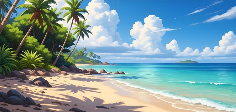 Seabeach with blue sky beautiful view 