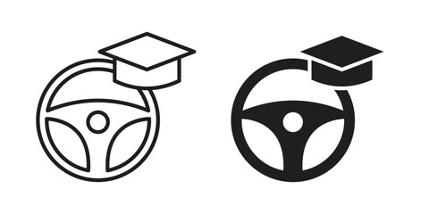 Driving school icons or logo design isolated sign symbol vector illustration - high quality line style vector