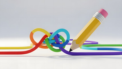 A colorful pencil drawing vibrant lines, symbolizing creativity and the intertwining of ideas