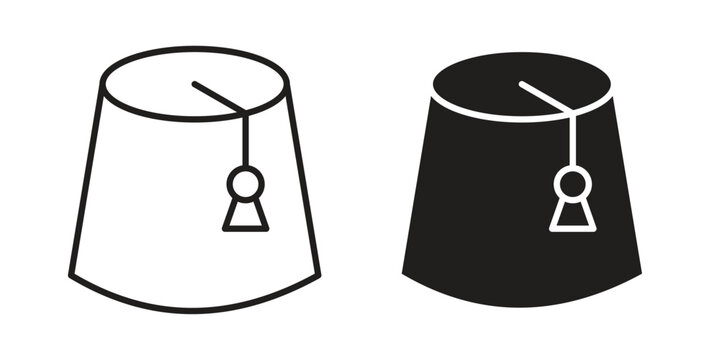 Fez hat icons or logo design isolated sign symbol vector illustration - high quality line style vector
