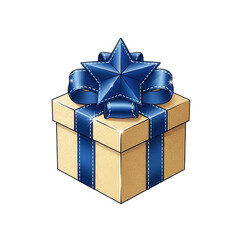 Beautifully wrapped PNG Transparent gift box with blue ribbon
