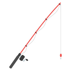 Vector illustration of fishing rod with line and hook