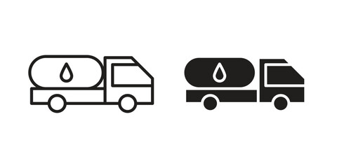 Fuel truck icons or logo design isolated sign symbol vector illustration - high quality line style vector