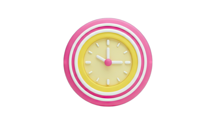 Colorful 3D Clock Showing Time on White Background