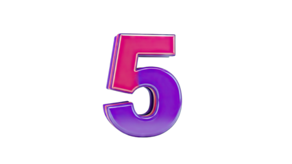 Colorful 3D Number 5 Isolated on White Background