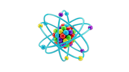Colorful Atom Model Isolated on White Background