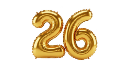 Gold Number 26 Balloons Isolated on Black Background twenty six