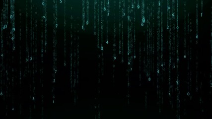 Animation of digital data, matrix raining isolated on black background	
 - Powered by Adobe