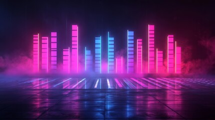 A dynamic blend of futuristic sounds and vibrant visuals fills a neonlit dance club captivating the audience and turning the crowds experience into an electrifying celebration of music and performance