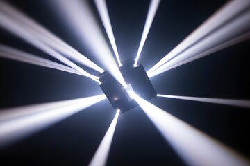 Bright light beams radiate from sleek modern spotlight