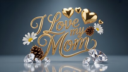 love mom greeting design with elegant lettering and warm tones expressing care and gratitude