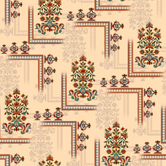 Abstract seamless color full paisley flower leaf bunch pattern