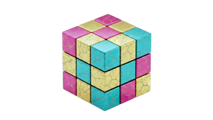 Colorful Cube Puzzle Isolated on White Background