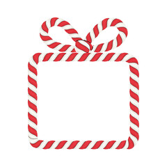 Fototapeta premium Candy Cane Square Gift Border PNG Isolated on Transparent Background