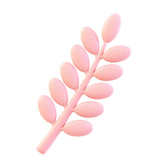 Fototapeta premium A delicate pink plant branch with rounded leaves gracefully curving a beautiful 3d render on transparent background