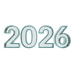 Stylish 2026 text with unique textured numbers on a white background
