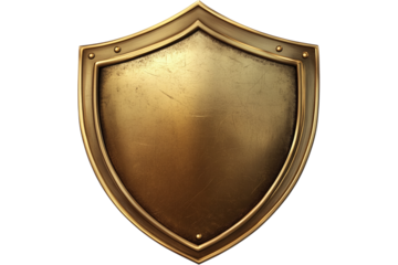 Antique golden shield isolated on transparent background