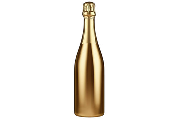 Golden champagne bottle isolated on transparent background
