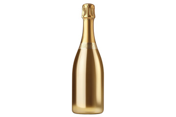 Golden champagne bottle isolated on transparent background