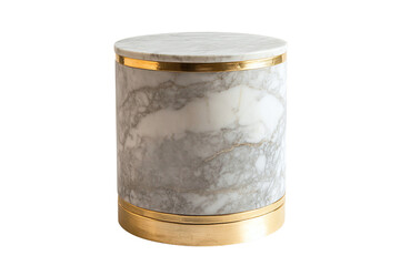 Elegant marble side table with gold accents isolated on transparent background