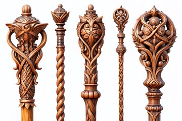 Magical Wizard Staffs Set, Fantasy Props,  Wooden Elder Wand,  Mystic Witchcraft, RPG Game Accessory