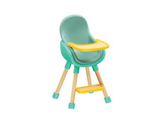 Baby High Chair 3D Render icon 3d rendering illustration
