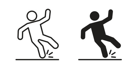 Slippery floor icons or logo design isolated sign symbol vector illustration - high quality line style vector © iconic