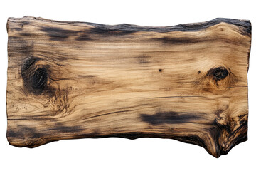 Weathered wooden slab isolated on transparent background