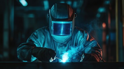 Welding workers operating in industrial factory workshops, showcasing professional welding processes and industrial production atmosphere. Suitable for industrial promotion, safety training materials