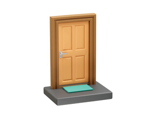 Door with Doormat icon 3d rendering illustration