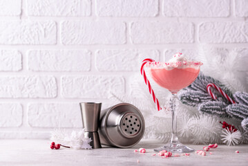 Christmas drink pink peppermint martini