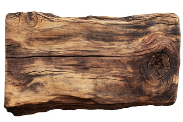 Weathered wooden block isolated on transparent background