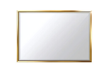 Gold framed mirror on wall isolated on transparent background