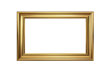 Elegant gold picture frame isolated on transparent background