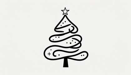 Christmas tree, vector illustration on a white background. 