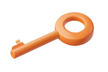 Bright orange key isolated on transparent background