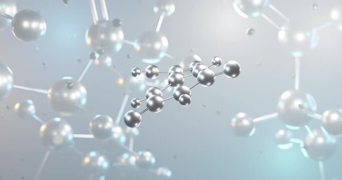 Orotic acid rotating 3d molecule, molecular structure of pyrimidine precursor seamless video
