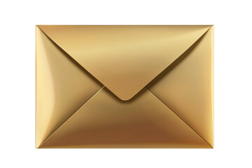 Golden envelope on white background isolated on transparent background