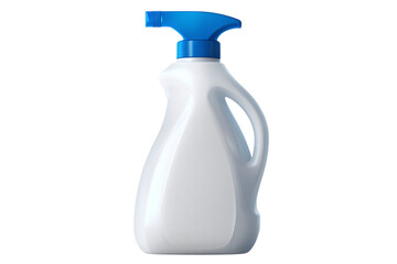 White spray bottle with blue nozzle isolated on transparent background