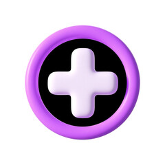 Obraz premium A vibrant 3d render of a purple plus sign within a circular frame offering versatility on transparent background