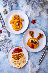 Pancakes in the shape of Santa reindeer