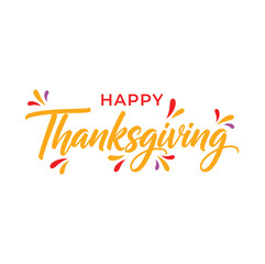 Happy Thanksgiving Modern Hand Lettering Typography with Decorative Accents