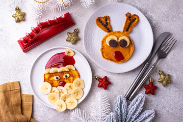 Pancakes in the shape of Santa reindeer