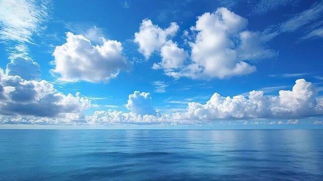 blue sky ocean with clouds timelapse video
