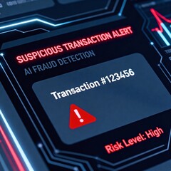 Artificial Intelligence Fraud Detection Alert Identifying Suspicious Online Payment Transactions in Financial Systems