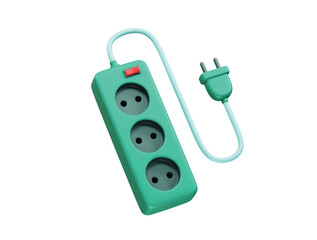 Power Strip with Three Outlets and Plug icon illustration 3d