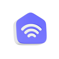 home Wi-Fi icon 3d render blue button